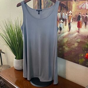 Eileen Fisher Gray Stretch Silk Jersey Long Tunic Tank Petite Small SP